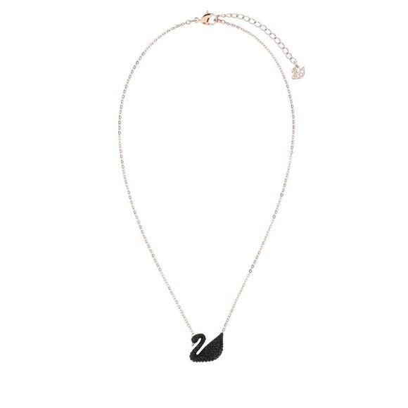 Swarovski Women Pink Gold Metal Swan Necklace